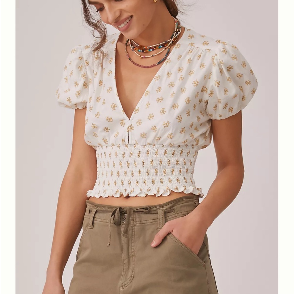 Faithful V-Neck Smocked Blouse